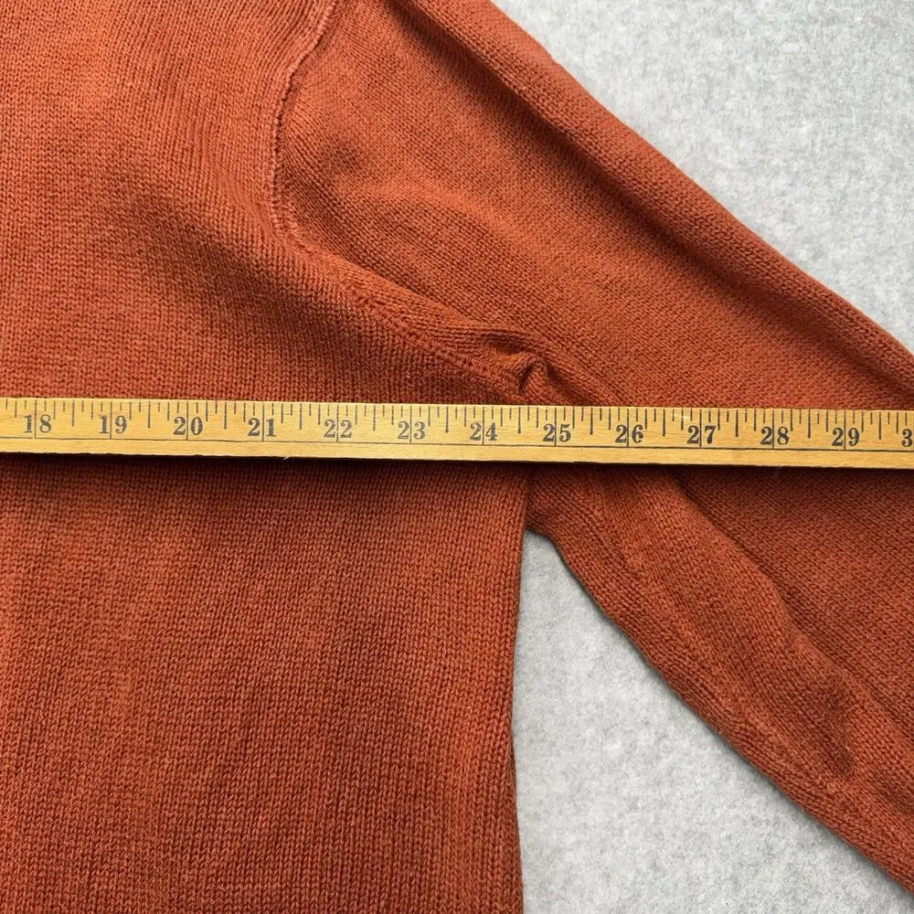 VTG Eddie Bauer Men's XL Rust Knit Cotton Mock Neck Zip Pullover Sweater Casual - Picture 5 of 6